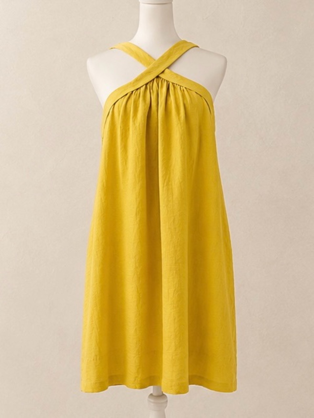 BCBGMAXAZARIA Yellow Crisscross Halter Swing Dress - Size S